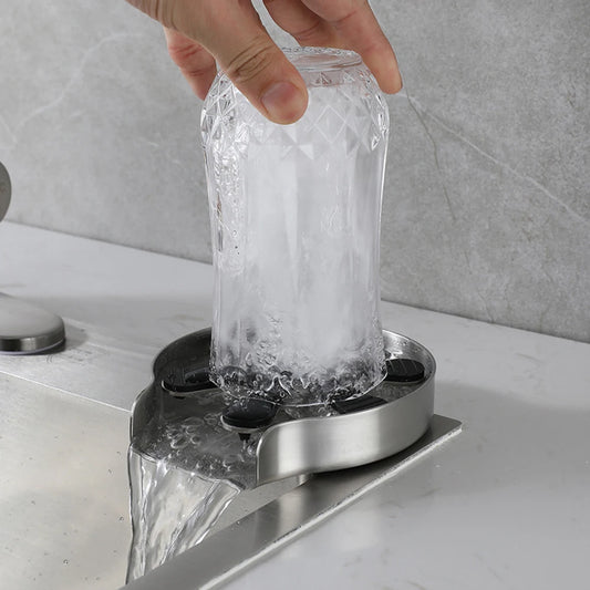 Stainless Steel Cup Washer Bar Glass Rinser Automatic High Pressure Glass Cup Washer Kitchen Sink Beer Milk Tea Cup Cleaner-World Bazaar Life