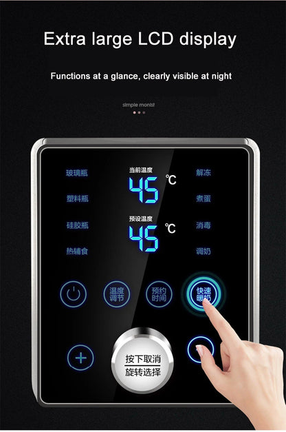 Multi function Baby Bottle Warmer Heater Sterilizer 8-in-1 Fast Milk Warmer with Timer Breast Milk or Formula Fits 2 Bottles - World Bazaar Life