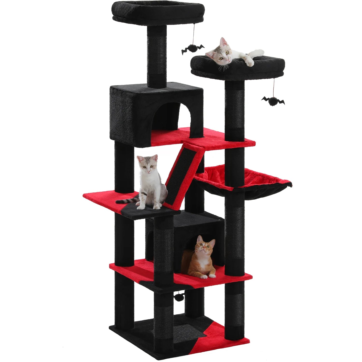 Tall Multi-Level Cat Tree Tower with Scratching Posts & Caves - World Bazaar Life