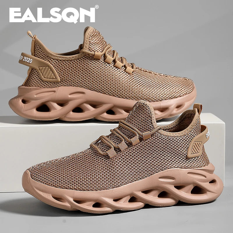 Men Sports Running Black Jogging Shoes Casual Sneakers Brown Outdoor Breathable Mesh Women Light Shock-absorption Black Tennis - World Bazaar Life