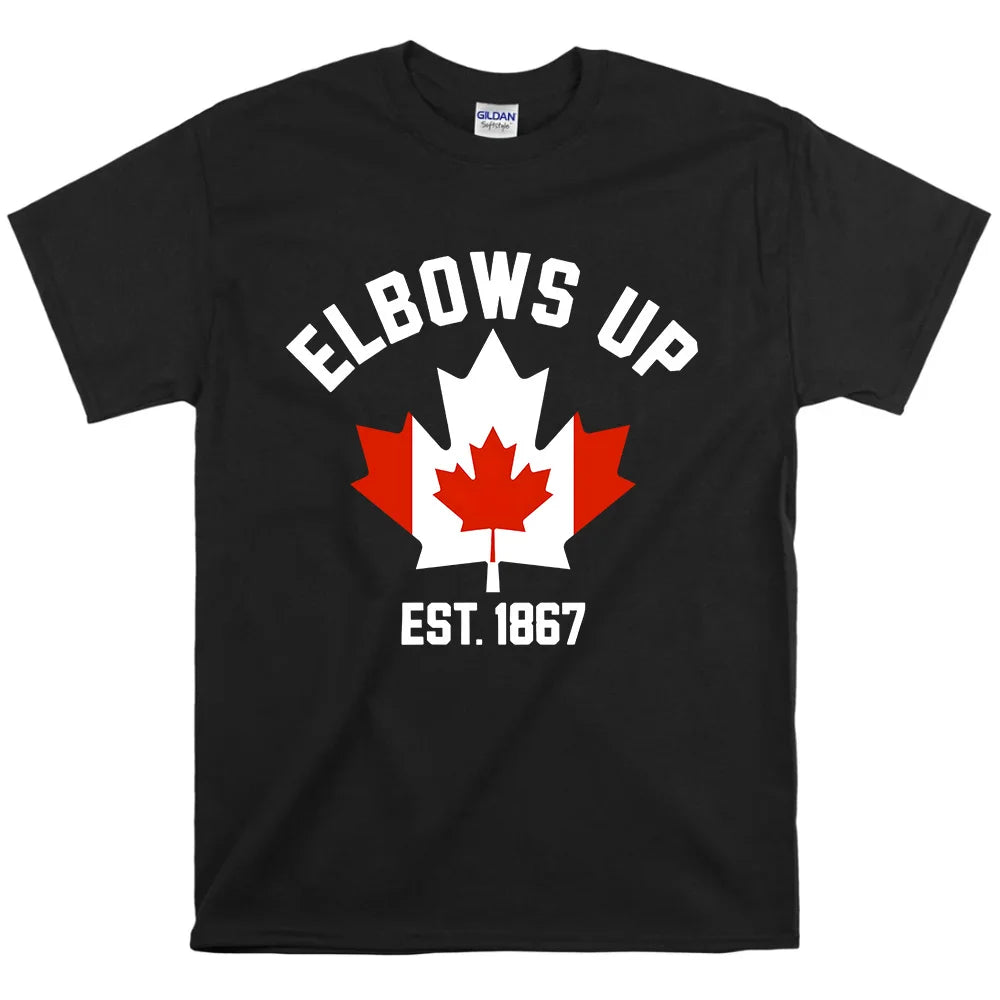 EST 1986 Canada Elbows Up Tshirts Short Sleeve Round Neck Male T-shirt Strong & Free Canadian Tees Men/Women Clothing Print Tops-World Bazaar Life