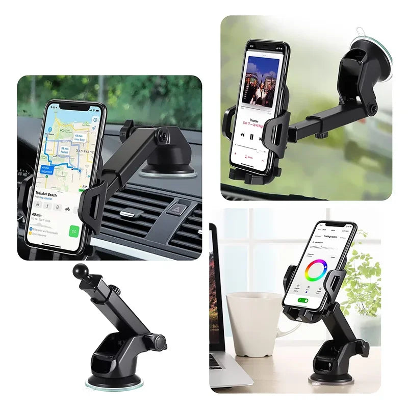 Car Phone Holder 360° Windshield Mobile Cell Support Smartphone Universal Mount Stand For iPhone 12 11 7 8 Samsung Huawei - World Bazaar Life