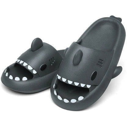SmilePoP Shark Slides Summer Cute Cartoon Shark Slippers for Women Men Non-Slip Open Toe Sole Sandals Casual Unisex Beach Shoes
