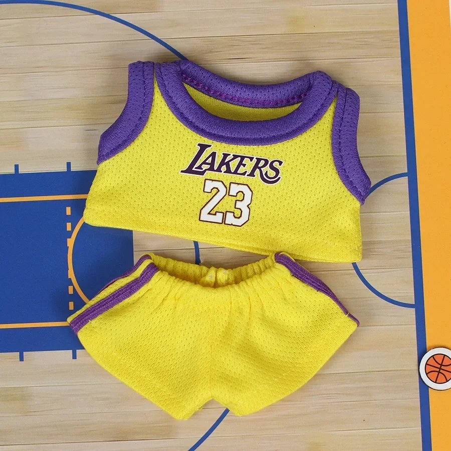 17cm Labubu Basketball Player Clothing Kawaii Mini Plush Doll Clothes Doll Cute Athlete Idol Doll Accessories Birthday Gifts
