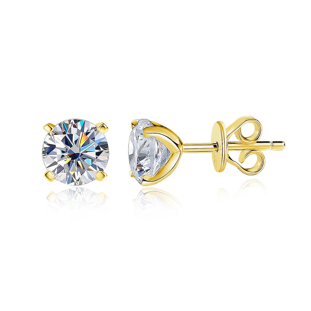 KNOBSPIN Moissanite Earring 0.2-2ct D VVS1 GRA Certified Lab Diamond 4 Claw s925 Sterling Silver Stud Earrings for Women Man-World Bazaar Life