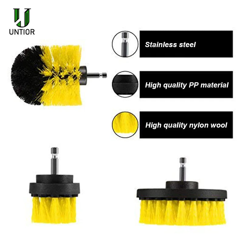 UNTIOR Electric Drill Brush Kit Power Scrubber Brush Attachments Set Scrub Wash Brushes Tools for Car Floor Tires Toilet Cleanin-World Bazaar Life