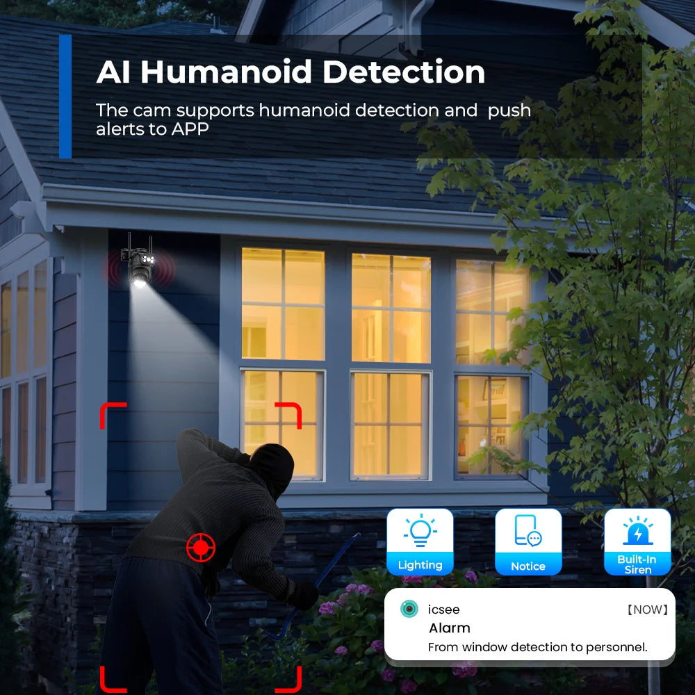 6K 12MP Outdoor Wifi Camera PTZ 8X Optical Zoom Three Lens Dual Screens Video Surveillance 8MP Dual Lens CCTV Security IP Camera-World Bazaar Life