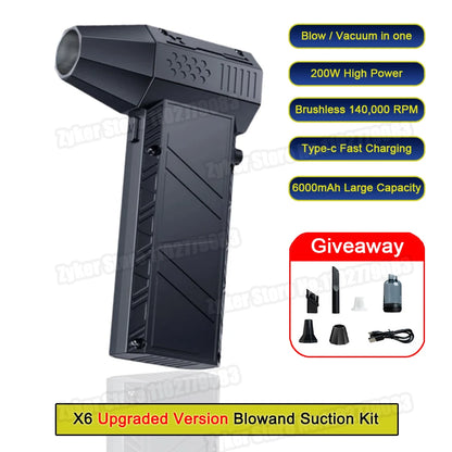 X6 Turbo Jet Fan Turbo Violent Fan Powerful Blower with High Speed Duct Fan Handheld Duct Fan 140000 RPM 53m/s Air Duster Blower