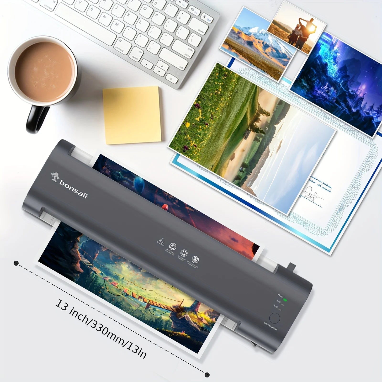 BONSAII 4-in-1 13" Laminator with Never Jam Tech and NTC Temperature Control, Included 40 Laminting Sheets, Triple Heat Settings - World Bazaar Life