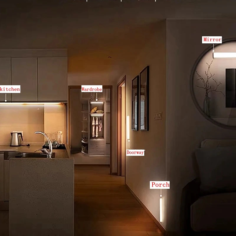 Motion Sensor Light Wireless LED Night Light Type C Rechargeable Light Cabinet Wardrobe Lamp Staircase Backlight For Kitchen LED-World Bazaar Life