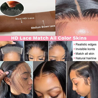 HD Transparent 13x4 13x6 Straight Lace Front Wig Brazilian Pre Plucked Lace Frontal 100% Human Hair Wigs For Women 4x4 5x5 Wig