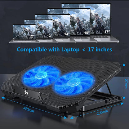 Gaming Laptop Cooler For Macbook Air Pro Dell 12-16 Inch Notebook Laptop Cooling Pad Wind 2 Fans Heat Sink Laptop Stand Radiator