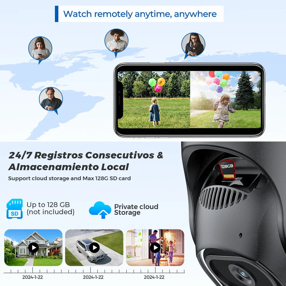 6K 12MP Outdoor Wifi Camera PTZ 8X Optical Zoom Three Lens Dual Screens Video Surveillance 8MP Dual Lens CCTV Security IP Camera-World Bazaar Life