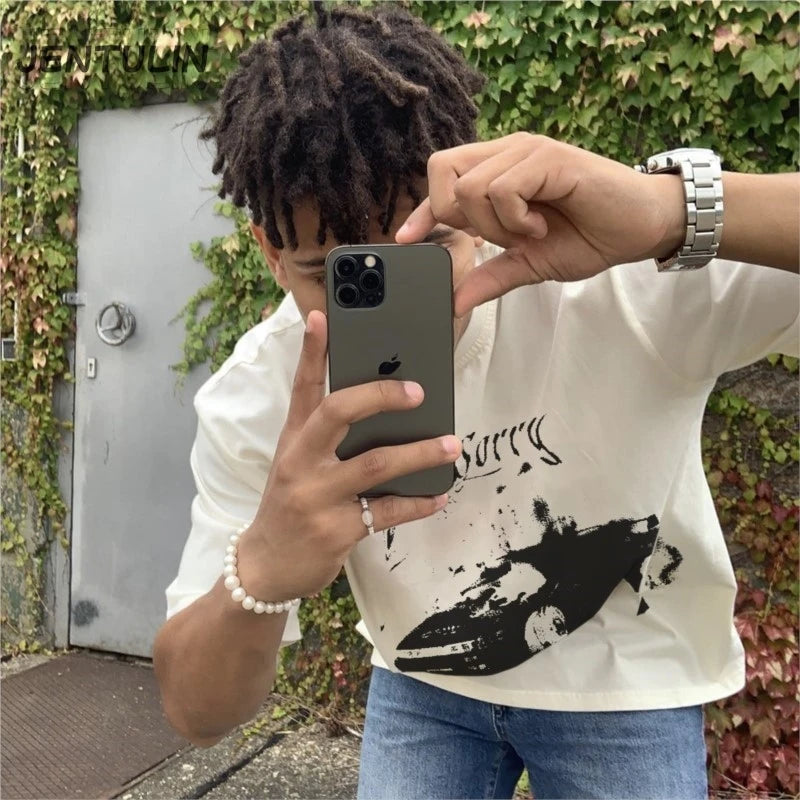 Vintage Gothic Oversized Men T-shirt Harajuku Hip Hop Tops Aesthetic Car Graphic Print Y2k Clothes Streetwear Fashion Korean Tee-World Bazaar Life