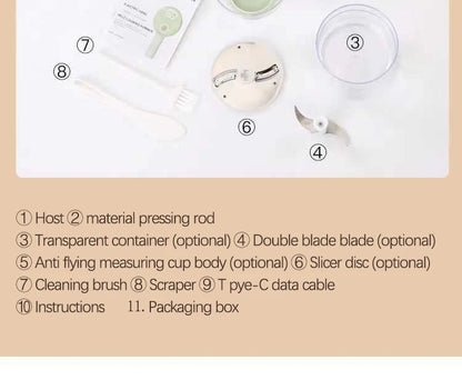 4 in 1 Vegetable Cutter Handheld Electric Vegetables Slicer For Garlic Pepper Celery Ginger Meat With Brush Kitchen Accessories