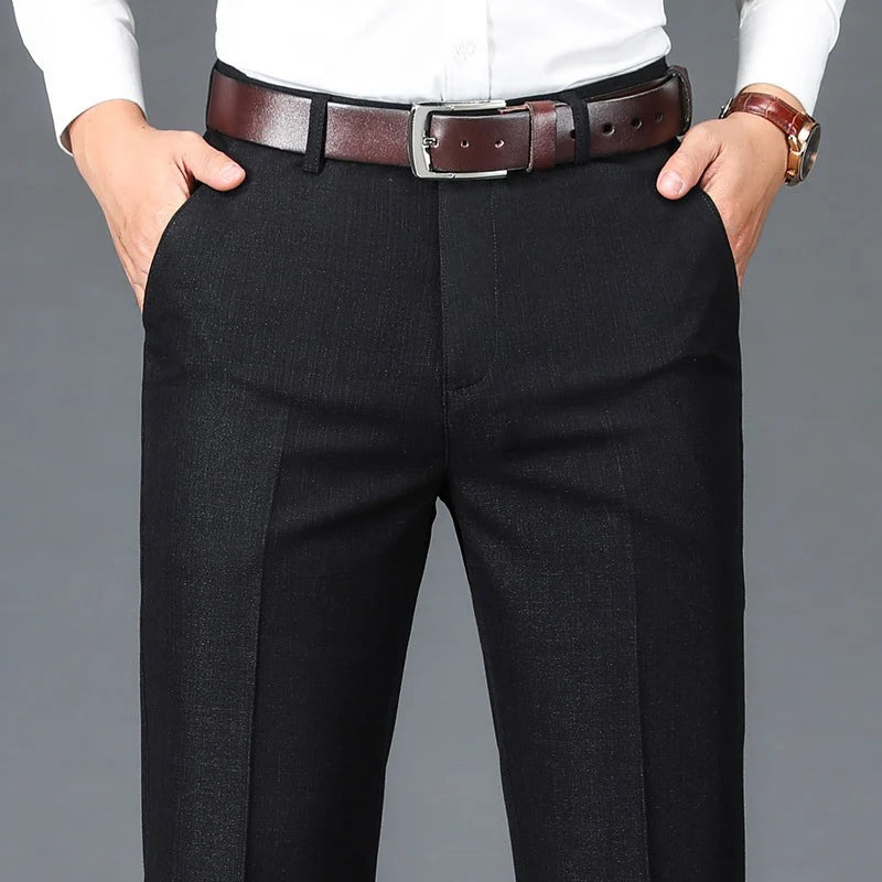 New Men's Classic Straight Leg Business Suit Pants Solid Formal Occasion Office Pants Male High Quality Baggy Trousers Plus Size - World Bazaar Life