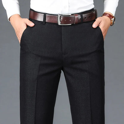 New Men's Classic Straight Leg Business Suit Pants Solid Formal Occasion Office Pants Male High Quality Baggy Trousers Plus Size - World Bazaar Life