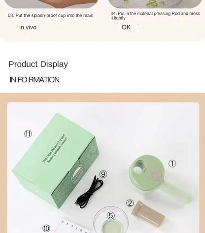 4 in 1 Vegetable Cutter Handheld Electric Vegetables Slicer For Garlic Pepper Celery Ginger Meat With Brush Kitchen Accessories