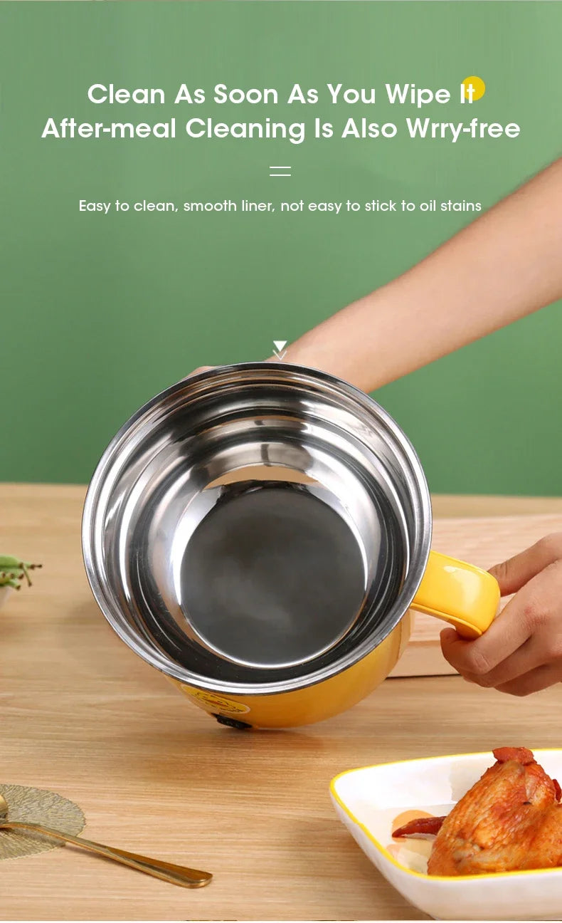 1.8L 220V mini multifunctional student dormitory electric hot pot electric cooking noodles home small pot Stainless steel liner-World Bazaar Life