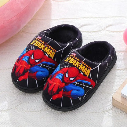 Cartoon Printed Spider-man Cotton Slippers For Children's Shoes Fashion New Style Warmth Autumn Winter Indoor Kids Boys Slipper-World Bazaar Life