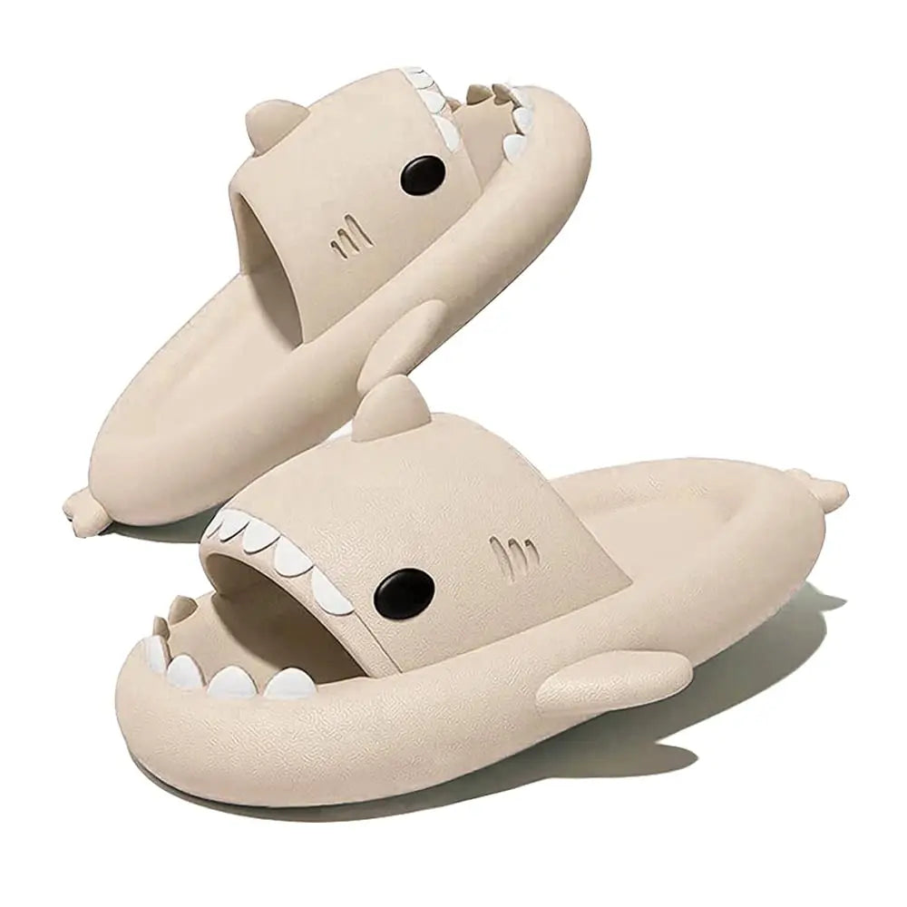 SmilePoP Shark Slides Summer Cute Cartoon Shark Slippers for Women Men Non-Slip Open Toe Sole Sandals Casual Unisex Beach Shoes