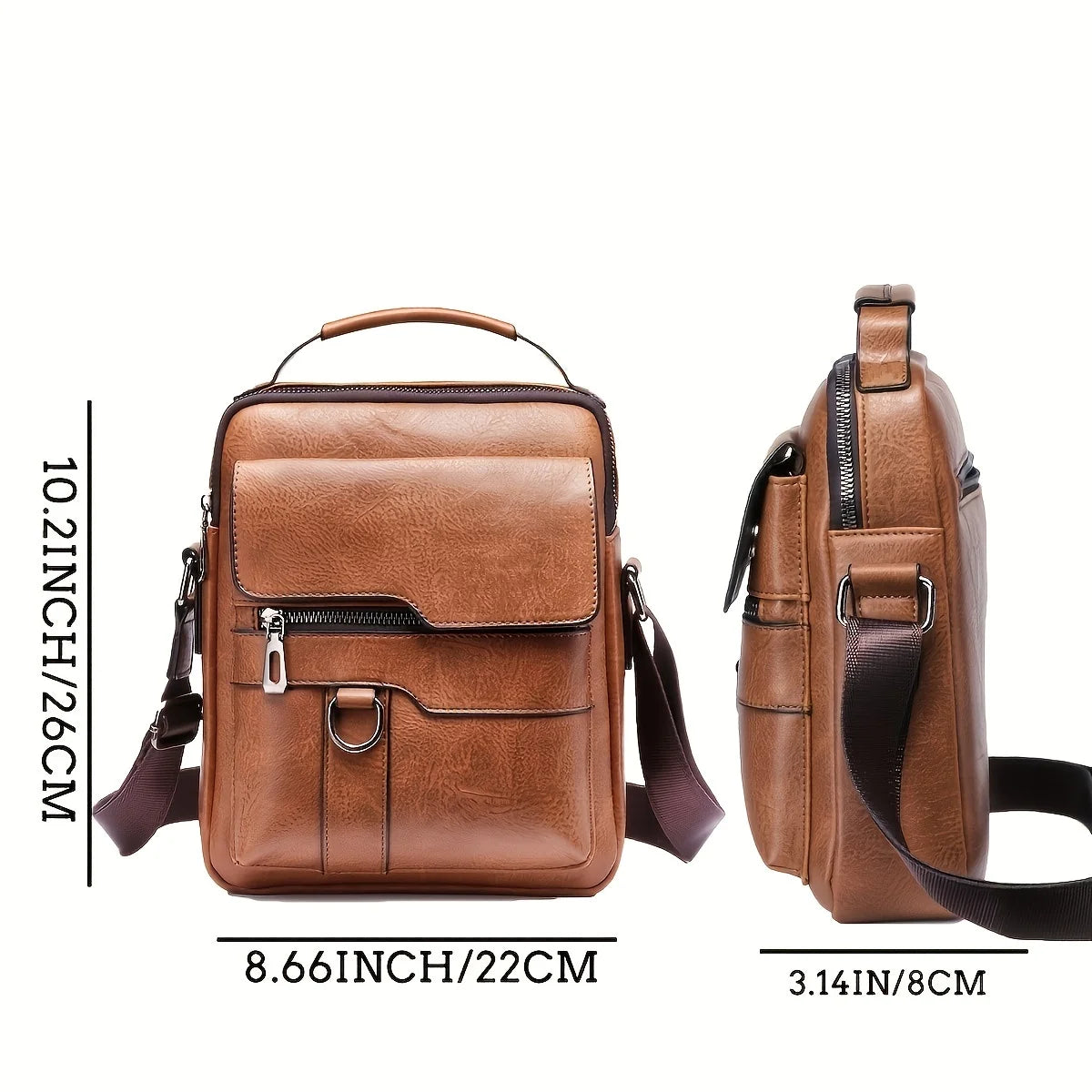 DJB1106 Men's Casual Crossbody Briefcase Backpack Korean Business Vertical Leather Business Flap Solid Color Messenger Bag - World Bazaar Life