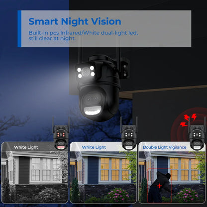 6K 12MP Outdoor Wifi Camera PTZ 8X Optical Zoom Three Lens Dual Screens Video Surveillance 8MP Dual Lens CCTV Security IP Camera-World Bazaar Life