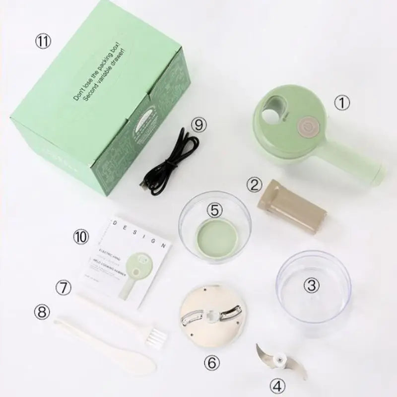 4 in 1 Vegetable Cutter Handheld Electric Vegetables Slicer For Garlic Pepper Celery Ginger Meat With Brush Kitchen Accessories