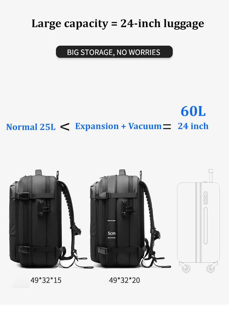 Travel Men 17 inch Laptop Backpack vacuum compression Backpack Business Large Capacity school Backpack expand outdoor backpack - World Bazaar Life