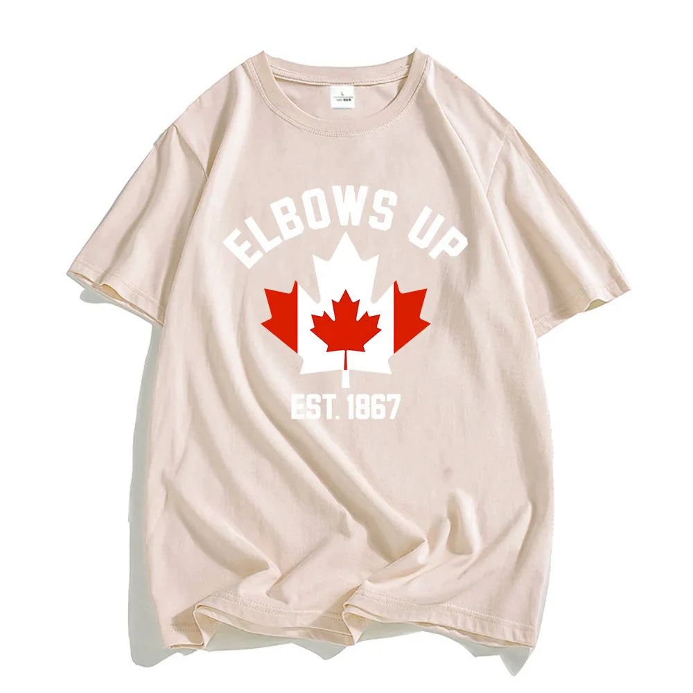 EST 1986 Canada Elbows Up Tshirts Short Sleeve Round Neck Male T-shirt Strong & Free Canadian Tees Men/Women Clothing Print Tops-World Bazaar Life