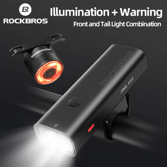 ROCKBROS Bike Light Waterproof Type-C Rechargeable Bicycle Headlight 200M Range Flashlight With Tail light Cycling Accessory-World Bazaar Life