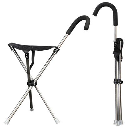 Foldable Cane Seat – Portable Stool & Walking Stick, Non-Slip Handle
