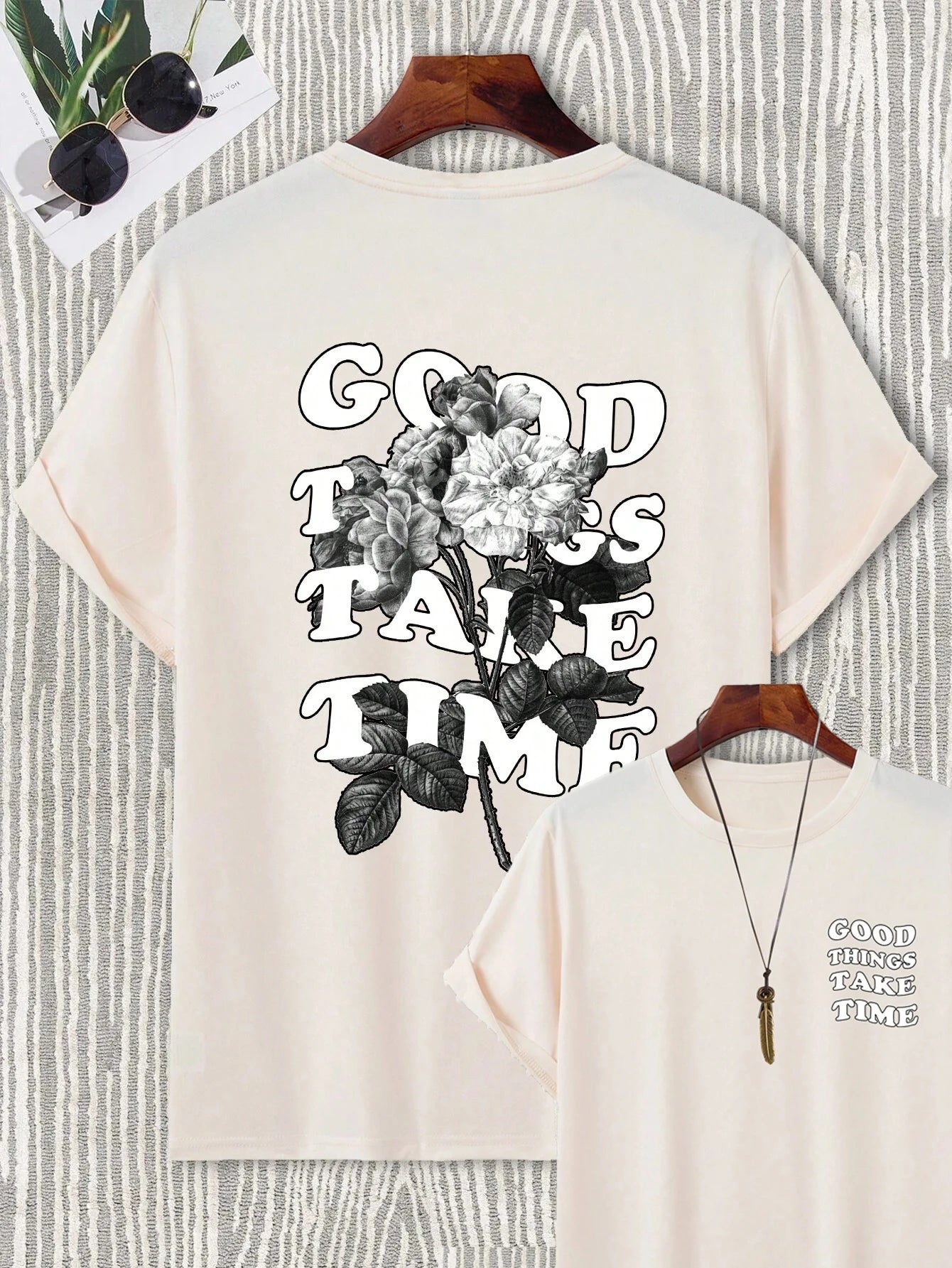 Good Things Take Time Men Women Unisex Cotton T-shirt Luxury Brand Rap Big Size Top Short Sleeve Streetwear Classic Back Tee 4XL - World Bazaar Life