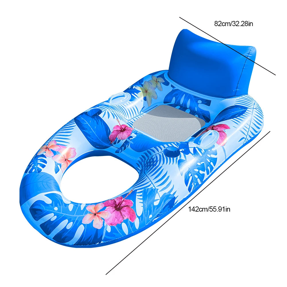 PVC Inflatable Floating Row Foldable Air Mattresses Swimming Pool Summer Party Beach Water Float Bed Lounger Chair-World Bazaar Life