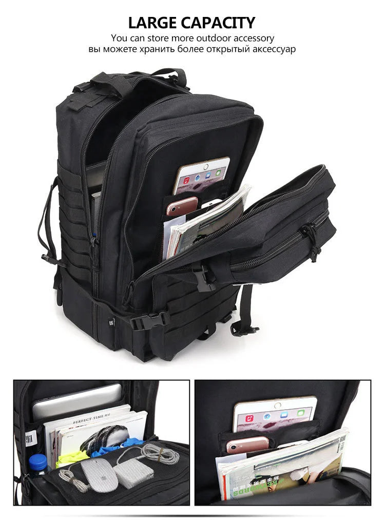 QT&QY 50L Man Tactical Backpacks Survival Traveling Bags Hking Outdoor 3P Assault Pack EDC Molle Pack For Trekking Hunting Bag - World Bazaar Life