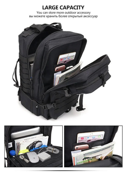 QT&QY 50L Man Tactical Backpacks Survival Traveling Bags Hking Outdoor 3P Assault Pack EDC Molle Pack For Trekking Hunting Bag - World Bazaar Life