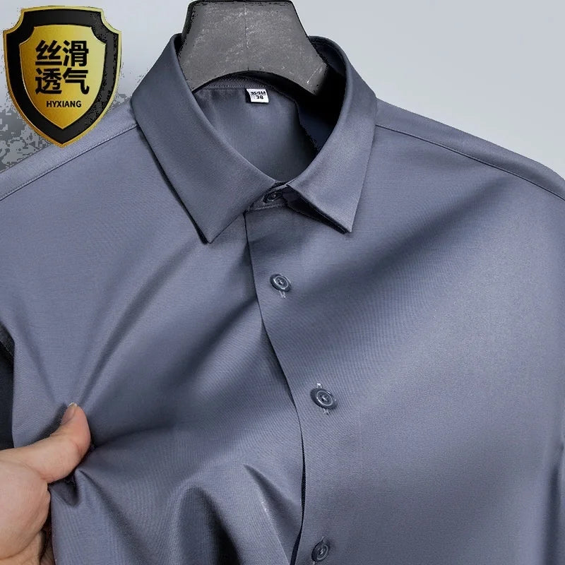 New Anti-Wrinkle Men Shirts Long Sleeve Dress Shirts For Men Slim Fit Camisa Social Business Blouse White Office Shirt S-6XL - World Bazaar Life