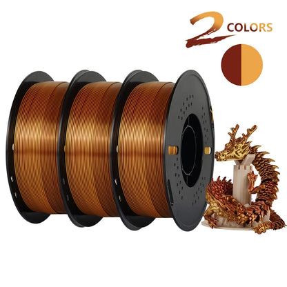 KINGROON Dual-color Silk PLA Filament 1.75mm 2 Color Coextrusion Glossy 3D Printer Filament PLA, 3kg/pack 1kg each spool - World Bazaar Life