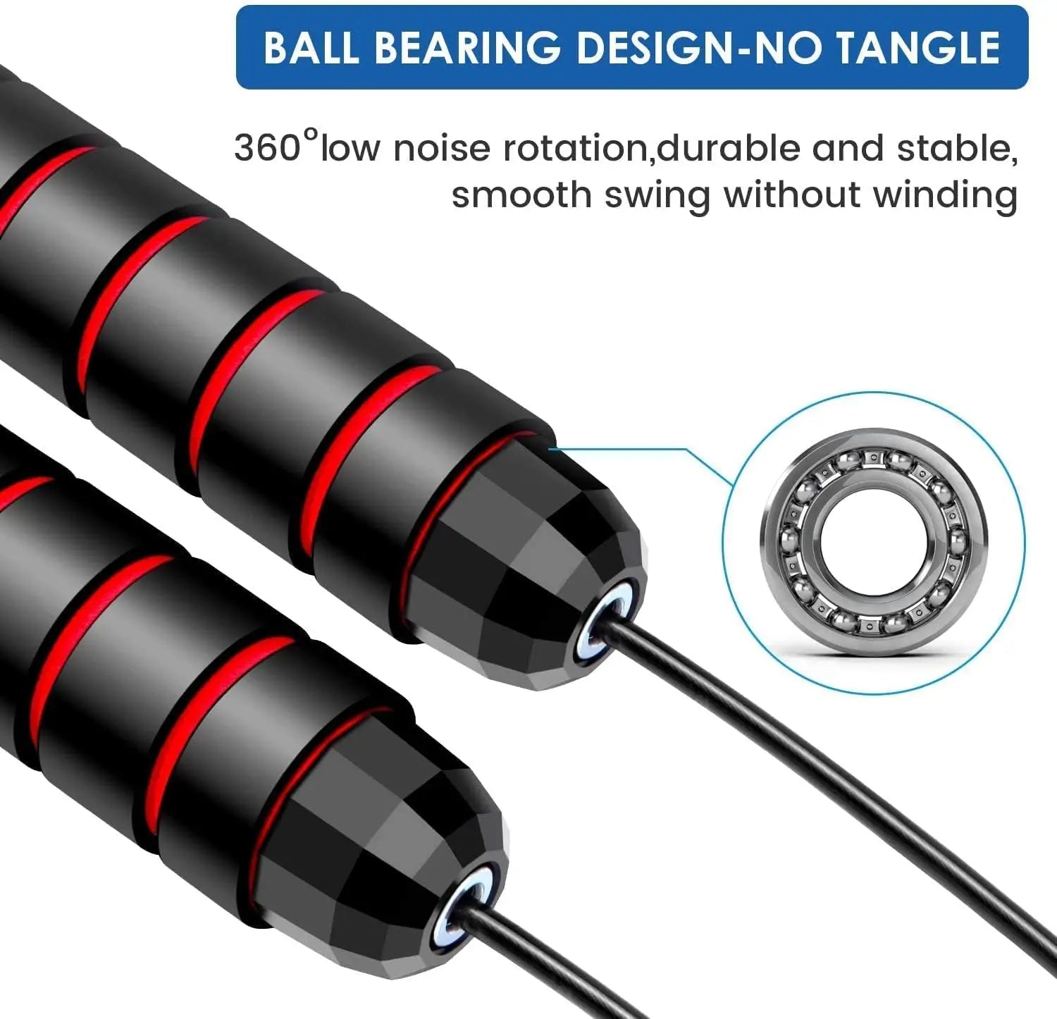 Tangle-Free Speed Jump Rope with Bearings & Foam Handles - World Bazaar Life