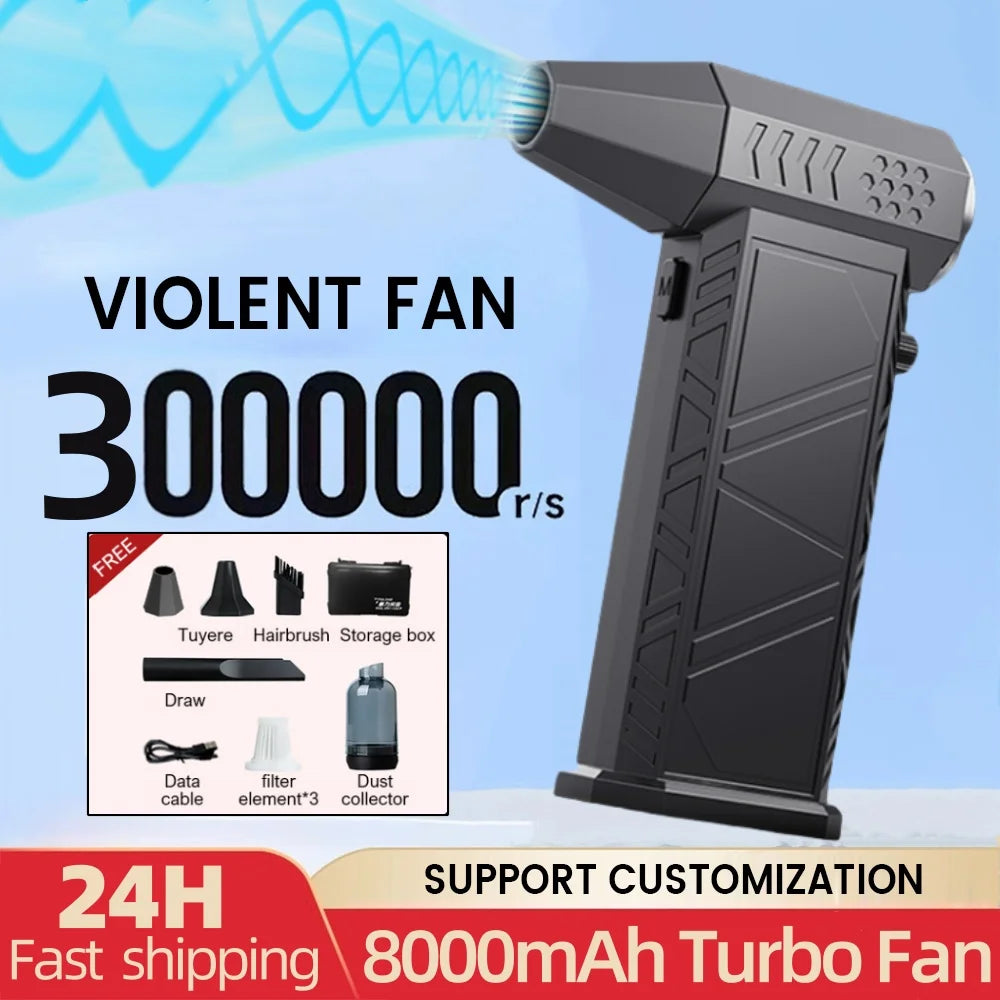 X9 Violent Fan 300000RPM Powerful Air Blower Vacuum Cleaner Type-C Charging Strong Winds 58m/s Brushless Turbo Jet Blower Dryer-World Bazaar Life