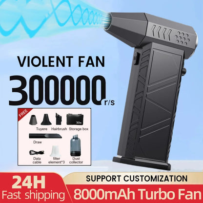 X9 Violent Fan 300000RPM Powerful Air Blower Vacuum Cleaner Type-C Charging Strong Winds 58m/s Brushless Turbo Jet Blower Dryer-World Bazaar Life