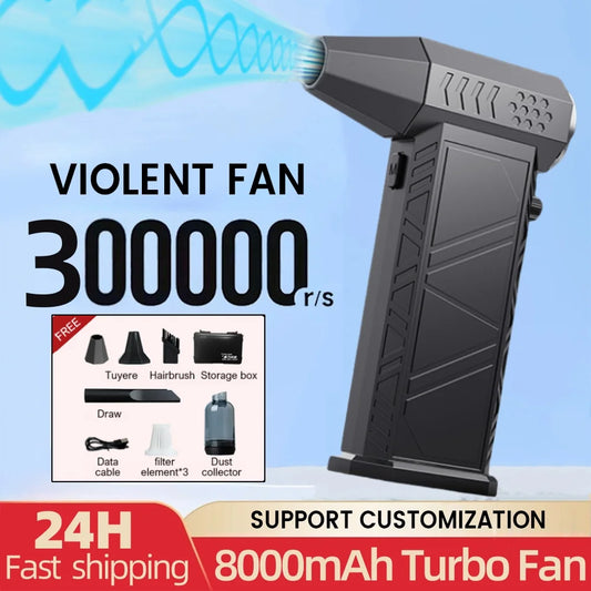 X9 Violent Fan 300000RPM Powerful Air Blower Vacuum Cleaner Type-C Charging Strong Winds 58m/s Brushless Turbo Jet Blower Dryer-World Bazaar Life