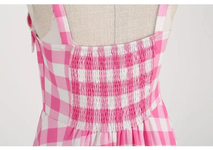 Retro Pink Plaid Summer Dress – Free Shipping - World Bazaar Life