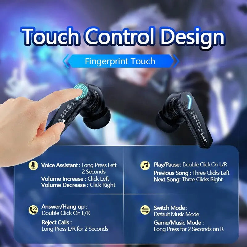 Lenovo GM2 Pro Bluetooth 5.3 Earphones Sports Headset Wireless In-Ear Gaming Low Latency Dual Mode Music Headphones New-World Bazaar Life