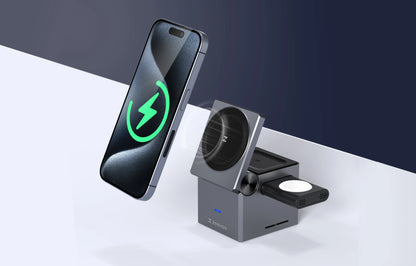 ZeeHoo 3-in-1 Charging Station for iPhone, MagSafe Wireless Stand - World Bazaar Life