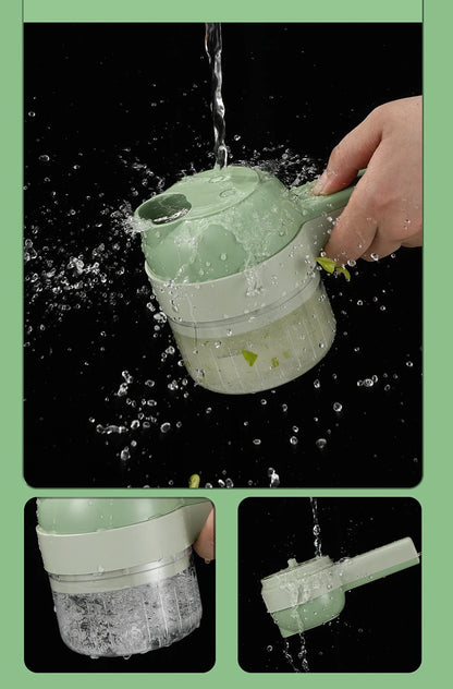 4 in 1 Handheld Electric Food Cutter Set, Kitchen Gods Wireless Food Processor for Fruits, Vegetables and Meat