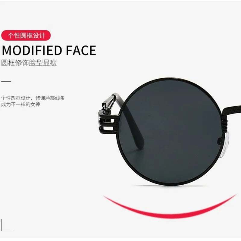 Men's Steampunk Sunglasses Women Fashion Round Glasses Brand Designer Vintage Sun Glasses High Quality Sun Goggles UV400