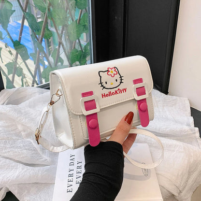 Sanrio Pu Square Bag Anime Shoulder Bags Kawaii Messenger Tote Cute Cartoon Backpacks My melody Cinnamorol Kuromi Fashion Bags-World Bazaar Life