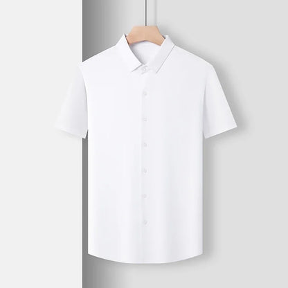 New Men's Business Casual Short Sleeved Solid Color Shirt Wrinkle Resistant Wrinkle Free Comfortable All Season Versatile Top