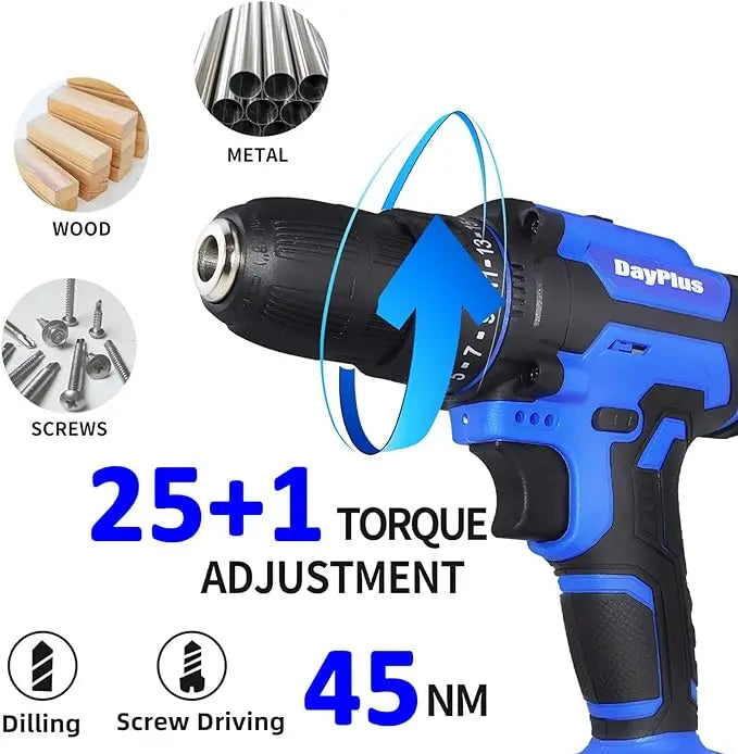 21V Electric Drill Driver Kit with Battery, Charger & 26 Bits for DIY - World Bazaar Life